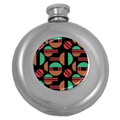 Abstract Geometric Pattern Round Hip Flask (5 Oz)