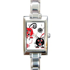 Cat Little Ball Animal Rectangle Italian Charm Watch by Maspions