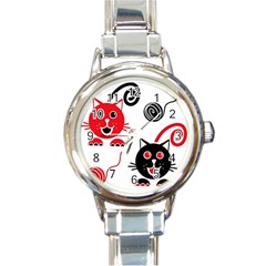 Cat Little Ball Animal Round Italian Charm Watch by Maspions