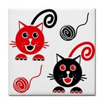 Cat Little Ball Animal Tile Coaster Front