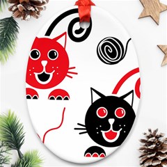 Cat Little Ball Animal Ornament (oval)