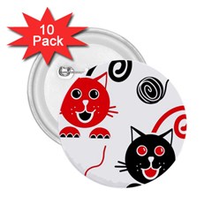 Cat Little Ball Animal 2 25  Buttons (10 Pack)  by Maspions