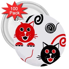 Cat Little Ball Animal 3  Buttons (100 Pack) 