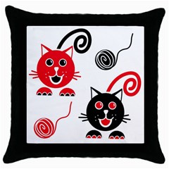 Cat Little Ball Animal Throw Pillow Case (black)