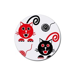 Cat Little Ball Animal Rubber Round Coaster (4 Pack)