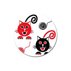 Cat Little Ball Animal Magnet 3  (round)