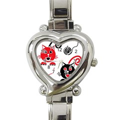 Cat Little Ball Animal Heart Italian Charm Watch