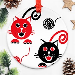 Cat Little Ball Animal Round Ornament (two Sides)