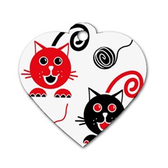 Cat Little Ball Animal Dog Tag Heart (two Sides) by Maspions