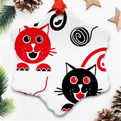 Cat Little Ball Animal Snowflake Ornament (two Sides)