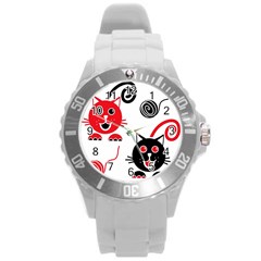 Cat Little Ball Animal Round Plastic Sport Watch (l) by Maspions