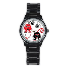 Cat Little Ball Animal Stainless Steel Round Watch