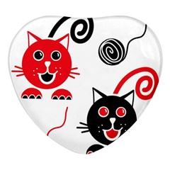 Cat Little Ball Animal Heart Glass Fridge Magnet (4 Pack) by Maspions