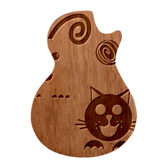 Cat Little Ball Animal Guitar Shape Wood Guitar Pick Holder Case And Picks Set by Maspions