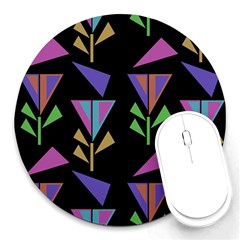 Abstract Pattern Flora Flower Round Mousepad