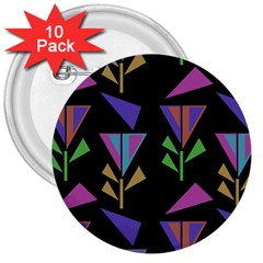 Abstract Pattern Flora Flower 3  Buttons (10 Pack) 