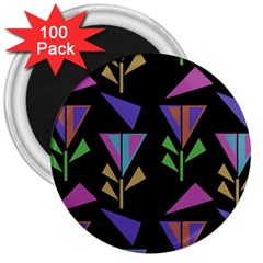 Abstract Pattern Flora Flower 3  Magnets (100 Pack)