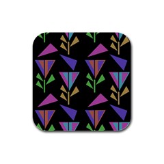 Abstract Pattern Flora Flower Rubber Square Coaster (4 Pack) by Maspions