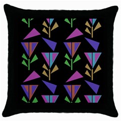 Abstract Pattern Flora Flower Throw Pillow Case (black)