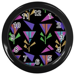 Abstract Pattern Flora Flower Wall Clock (black) by Maspions