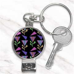 Abstract Pattern Flora Flower Nail Clippers Key Chain