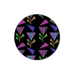 Abstract Pattern Flora Flower Rubber Round Coaster (4 Pack) by Maspions