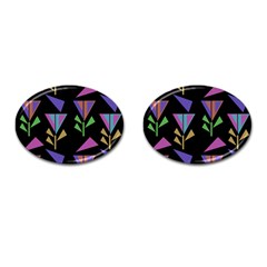 Abstract Pattern Flora Flower Cufflinks (oval)