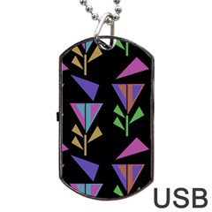 Abstract Pattern Flora Flower Dog Tag Usb Flash (one Side)