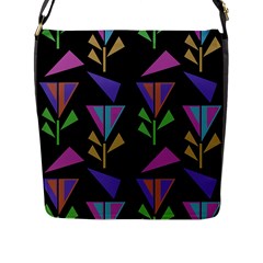 Abstract Pattern Flora Flower Flap Closure Messenger Bag (l)