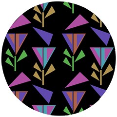 Abstract Pattern Flora Flower Wooden Puzzle Round