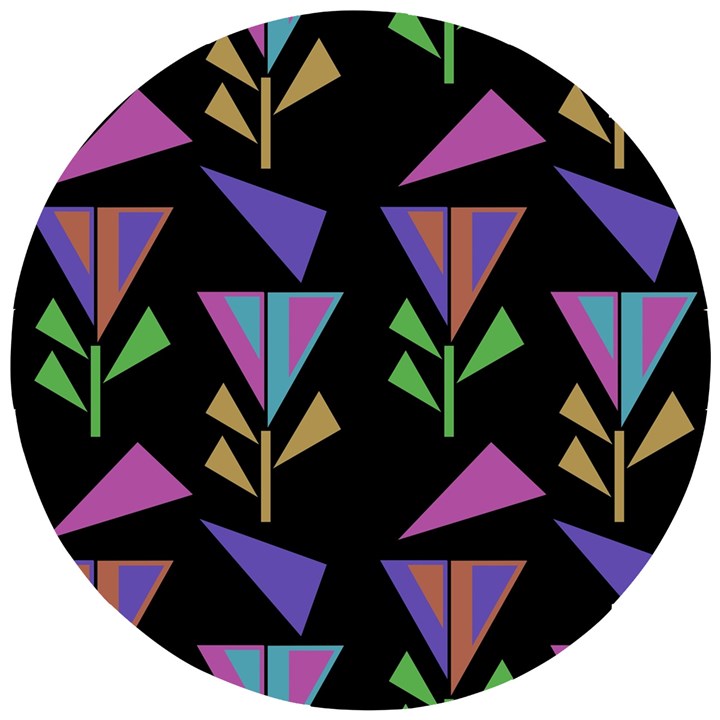 Abstract Pattern Flora Flower Wooden Puzzle Round