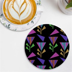 Abstract Pattern Flora Flower Uv Print Round Tile Coaster