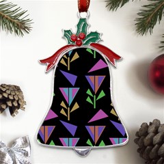 Abstract Pattern Flora Flower Metal Holly Leaf Bell Ornament