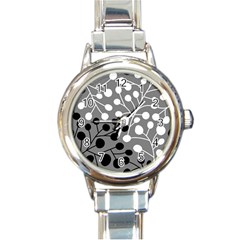 Abstract Nature Black White Round Italian Charm Watch