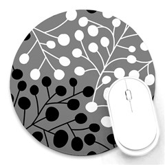 Abstract Nature Black White Round Mousepad