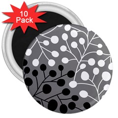 Abstract Nature Black White 3  Magnets (10 Pack) 