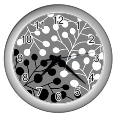 Abstract Nature Black White Wall Clock (silver)