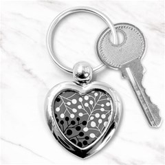 Abstract Nature Black White Key Chain (heart)