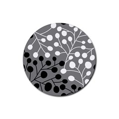 Abstract Nature Black White Rubber Coaster (round) by Maspions