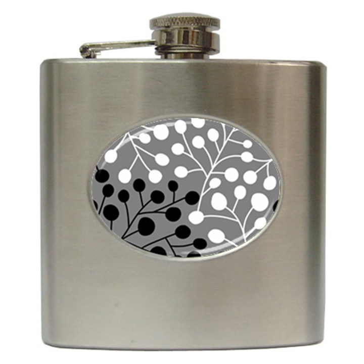 Abstract Nature Black White Hip Flask (6 oz)