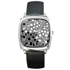 Abstract Nature Black White Square Metal Watch