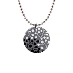 Abstract Nature Black White 1  Button Necklace