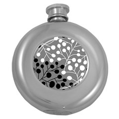 Abstract Nature Black White Round Hip Flask (5 Oz)