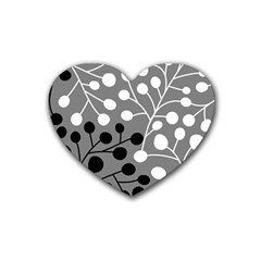 Abstract Nature Black White Rubber Heart Coaster (4 Pack)