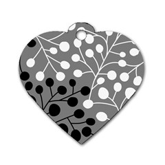 Abstract Nature Black White Dog Tag Heart (two Sides)