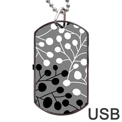 Abstract Nature Black White Dog Tag Usb Flash (two Sides)