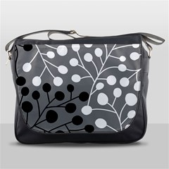 Abstract Nature Black White Messenger Bag by Maspions