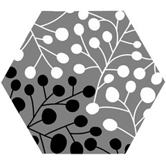 Abstract Nature Black White Wooden Puzzle Hexagon