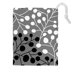 Abstract Nature Black White Drawstring Pouch (4xl) by Maspions