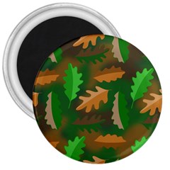 Leaves Foliage Pattern Oak Autumn 3  Magnets by Maspions